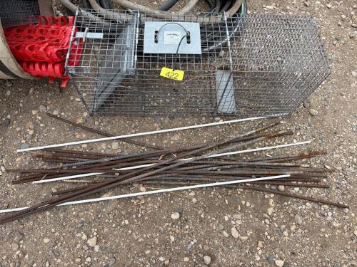 Live trap and rebar posts