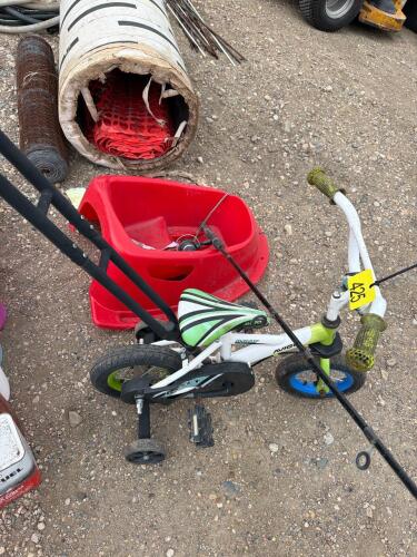 Bike and fishing rod and sled