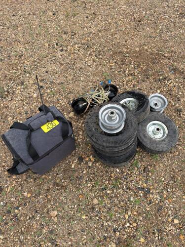 Small Tires and rims, cooler, hazard lights