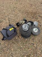 Small Tires and rims, cooler, hazard lights