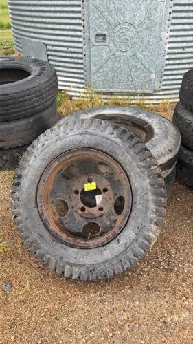 Assorted implement tires on steel rims