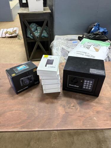 Digital camera, 5 power bank, mini safe