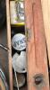 Steel crate w/ antique tins and grates - 5