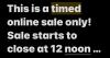 Timed Online Only!