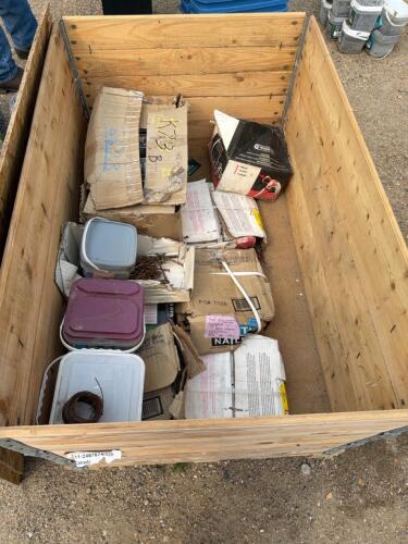 Wood crate Large assortment of nails