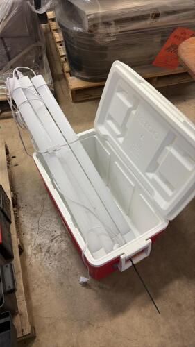 Large cooler/ assorted lights