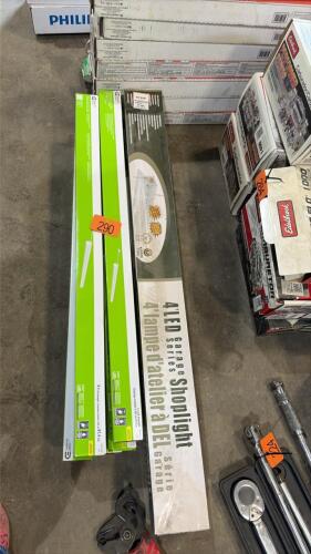 3- 4&rsquo; led garage stoplight (new) 6- 3ft led shoplight