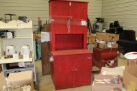 red antique pine cupboard