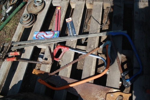 Drill bits, Shop hangers, Wood clamps, saws