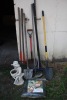 Misc. Garden tools, spades, forks, snow rake