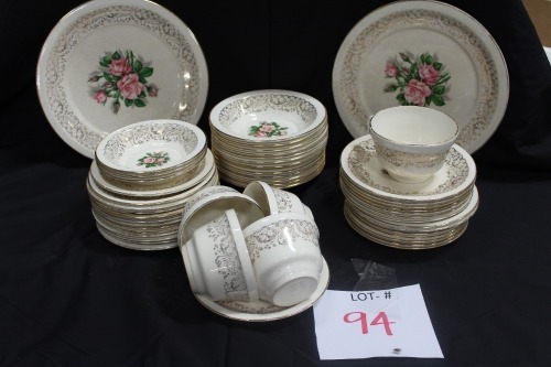 set of tudor rose dishes