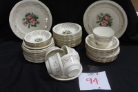 set of tudor rose dishes
