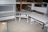 3 piece height adjustable corner desk w/ hutch 90" x 90" x 27" - 2