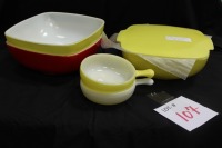 pyrex square baking pan & bowls