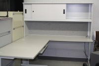 3 piece desk w/ keyboard tray & 72" hutch (72" desk & 60" desk)