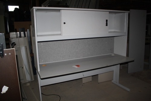 Metal desk w/ lighted hutch 72" x 24" x 29" high