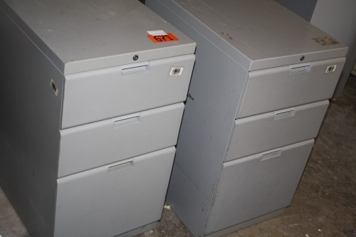 2 - 3 drawer pedastle file cabinets 15" wide x 22" deep x 27" high