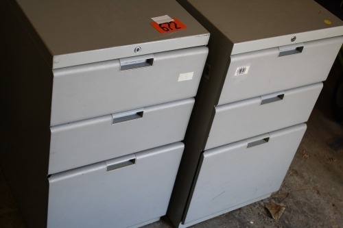 2 - 3 drawer pedastle file cabinets 15" wide x 22" deep x 27" high