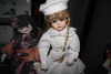 Dolls w/ wicker chairs & wooden doll chair - 2