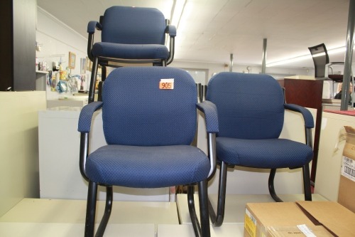 3 - office chairs (blue) Bid is per chair - must take 3 chairs