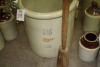 redwing 15 gal. Crock w/wooden masher (small visible crack in bottom)