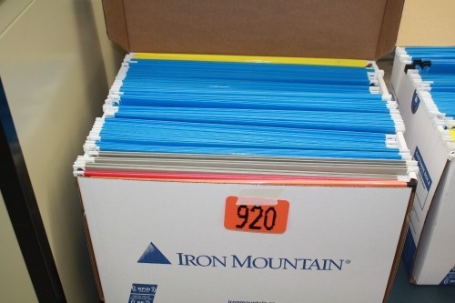 Box of legal hanging file folders (approx. 100)