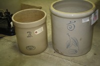 redwing 5 gal. Crock & medalta 2 gal. Crock