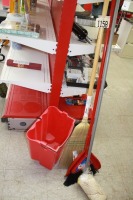 2- brooms, mop & pail