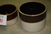 brown glazed low crocks - 1 gal. & 1/2 gal. - 2