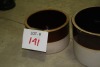 brown glazed low crocks - 1 gal. & 1/2 gal. - 3