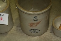 redwing 2 gal. Crock (bottom cracked) & redwing 1 gallon jug & mortar bowl