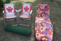 Vintage lawn chairs & Lounger, Indoor/Outdoor carpet