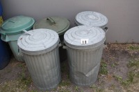 2 - plastic garbage cans, 3 - tin garbage cans