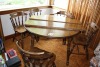 41" Wood table w/ 2 leaves, 4 - side chairs, 1 captains chair - 2