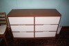 Double bed w/ bedding, 2 - night stands, chest of drawers, mirror - 3