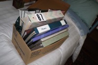 Box of scrap booking supplies