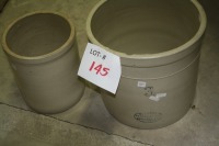 medalta 3 gal. Crock (chip on top) & unmarked 1 gal. Crock