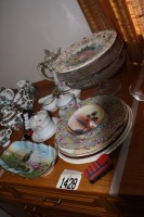 Cake stand, Platters, misc. Cream & Sugars