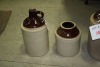 2 stoneware jugs (large one has chip in top)& stoneware cannister - 2