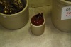 unmarked 1 gal. & 1/2 gal crocks, small jug - 3