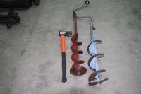 Axe & 2 ice augers