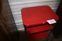 metal shelving unit on casters