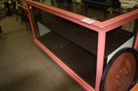 6' x 30" glass display cabinet w/ glass top & sides, sliding dooors on back. (contents not included)