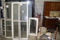 2 - 4 pane window frames w/ glass (1 pane cracked) 28"w x 66"h