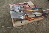 PALLET INCLUDING ALUMINUM SHOVELS, SPADE, JACK ALL, RAKE, MAGNET ON WHEELS, SCREW IN ANCHORS - 2