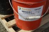 PALLET OF 2 FULL PAILS OF SPRAYER ANTIFREEZE, 1 FULL PAIL OF TRAN HYDRAULIC FLUID, JERRY CANS, GAS CANS - 2