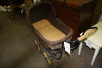 wicker baby carriage (some damage)