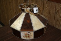 T77 - Hanging lamp w/ colored glass/leaded