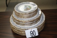 T80 - Royal Albert Silver Birch 8 dinner plates, 8 salad plates, 8 dessert plates