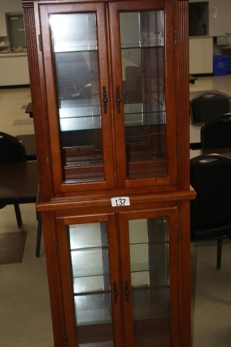 T137-2 piece china cabinet w/4 glass shelves